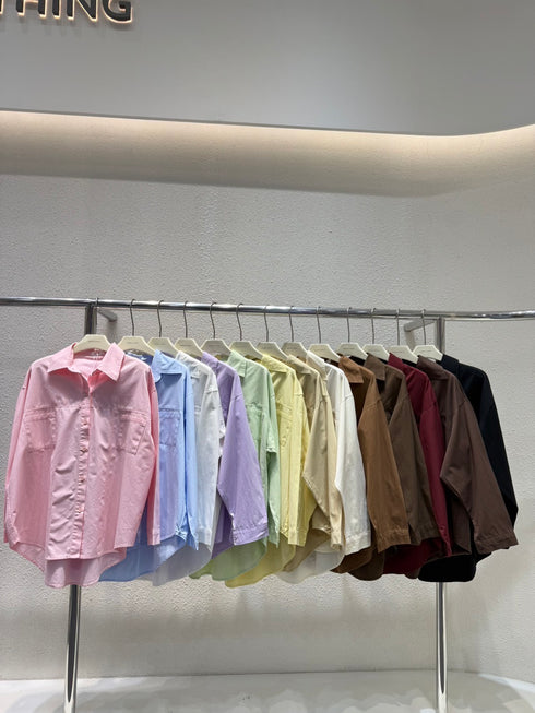 WANWAN Pocket Button Down Cotton Shirts